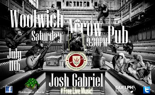 Turtleshell Studio & Guelph Music Present: Josh Gabriel @ The Woolwich Arrow – Sat July 11th
